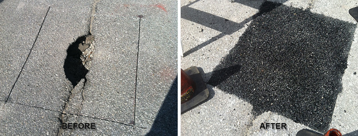 Pothole Patching, Before and After