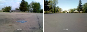 Church Parking Lot, Sealcoating Before and After