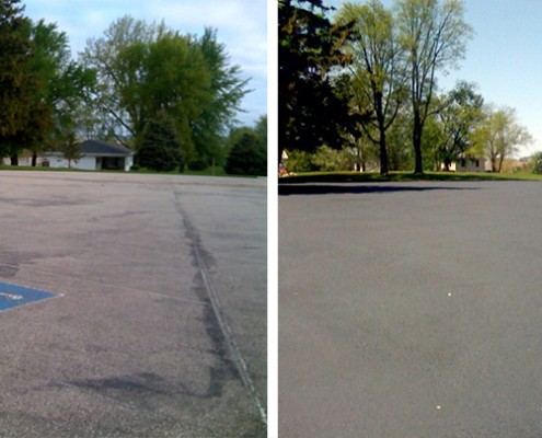 Church Parking Lot, Sealcoating Before and After