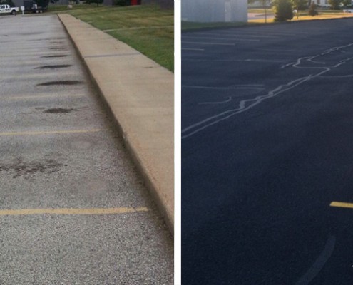 Crack Sealing and Sealcoating, Before and After