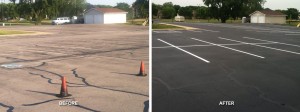 Sealcoating and Line Striping, Before and After